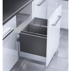 HAILO Poubelle encastrable 2 bacs pour meuble coulissant 60L (28+28) Triple XL