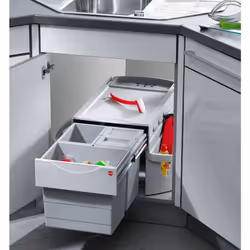La poubelle d'angle Hailo Rondo 1x18L et 2x8L ? La poubelle d'angle encastrable Rondo vous offre la possibilité de gagner de  ...