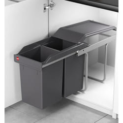 Poubelle de cuisine tri sélectif 2 bacs encastrable sous évier 30L (15+15) Hailo Tandem