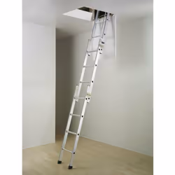 Hailo - chelle de grenier escamotable en aluminium HobbyStep 3 plans 3x4 échelons plats confortables, verrouillage automatique, hauteur max d'accès 3