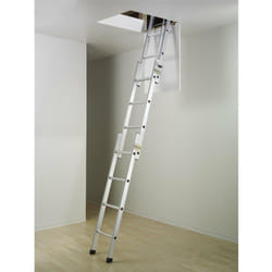 Hailo - chelle de grenier escamotable en aluminium HobbyStep 3 plans 3x4 échelons plats confortables, verrouillage automatique, hauteur max d'accès 3