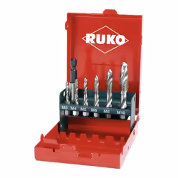 RUKO R270020, Outil de taraudage, Acier rapide, Rotation à droite, Gris, Rouge, M3, M4, M5, M6, M8, M10, 8 pièce(s)