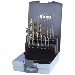 Assortiment tarauds machine HSS Co 5 forme C 35° 14 pièces:7 tarauds machine hélicoïd. 35° RSP DIN 371 / 376 M 3 - M 12+ 7 fo ...