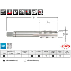 Tarauds main M DIN 352 HSS rectifiée M 16