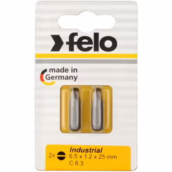 Blister 2 embouts de tournevis plats industriels C6.3x25mm. SL 6,5 x 1,2 | Felo 02061036 Blister 2 embouts de tournevis plats ...