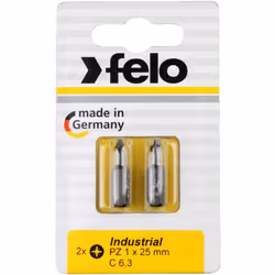 Blister 2 Pozidriv (PZ) Industry C6,3x25mm embouts de tournevis. PZ 3 | Felo 02103036 Blister 2 Pozidriv (PZ) Embouts de tour ...