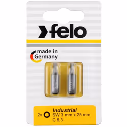 Blister 2 embouts de tournevis hexagonaux industriels C6.3x25mm. 2,5 millimètres | Felo 02425036 Blister 2 embouts de tournev ...