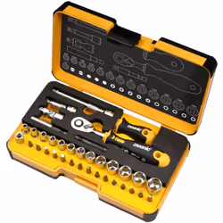 Jeu de clés à douille R-Go XL 36 pièces. SL/PH/PZ/TORX®/HEX/BH/SW/MS CONTENU DE L’ENSEMBLE 1x Cliquet ERGONIC 1/4" 1x ERGONIC ...