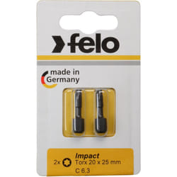 Blister 2 embouts de tournevis Torx impact C6,3x25mm. n° 30 Felo 02630241