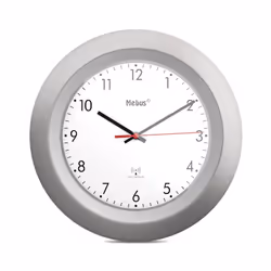 Mebus 19448, Mur, Digital clock, Rond, Argent, Blanc, Plastique, Modem