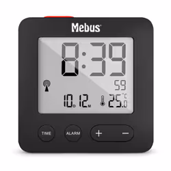 Mebus 25801 wekker, Réveil numérique, Sphère, Noir, 12/24h, F, °C, Blanc