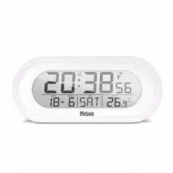 Mebus 25808, Réveil numérique, Ovale, Blanc, F, °C, Bleu, Batterie