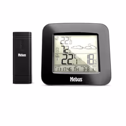 Mebus 40715 Funk-Wetterstation, Noir, Hygromètre d'intérieur, Thermomètre d'intérieur, Hygromètre extérieur, Thermomètre d'ex ...