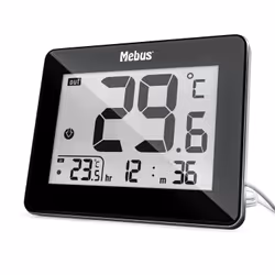 Mebus 48432 thermomètre environnement Thermomètre électrique Intérieur & extérieur Noir