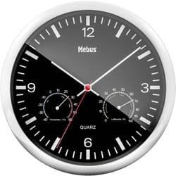 Mebus - Horloge murale 56731 à quartz 25 cm x 4 cm argent