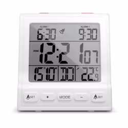 Mebus 56813, Réveil numérique, Rectangle, Blanc, 12/24h, F, °C, Blanc