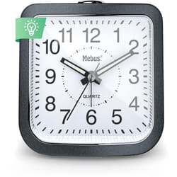 Mebus - Réveil à quartz, silencieux, sans contact, aiguilles lumineuses, alarme snooze, alarme snooze, cadran éclairé par simple pression sur un
