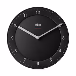 Braun BC06B-DCF, Horloge murale à quartz, Cercle, Noir, Classique, AA, 200 mm