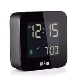 Braun BC08, Réveil numérique, Carré, Noir, 12/24h, LCD, Batterie