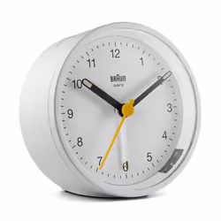 Braun BC12W, Réveil à quartz, Rond, Blanc, 12h, Sonnette, Batterie