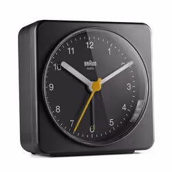Braun BC03B, Réveil à quartz, Rectangle, Noir, Analogique, Batterie, AA