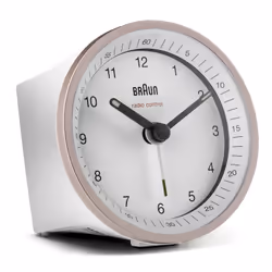 Braun BC07, Réveil à quartz, Rond, Rose, Blanc, Analogique, Batterie, AA