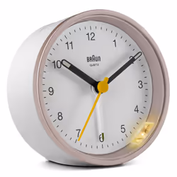 Braun BC12, Horloge murale à quartz, Rond, Rose, Blanc, Analogique, Jaune, Batterie