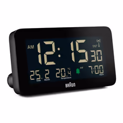 Braun BC10, Réveil numérique, Rectangle, Noir, 12/24h, F, °C, LCD