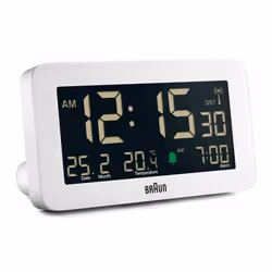 Braun BC10, Réveil numérique, Rectangle, Blanc, 12/24h, F, °C, LCD