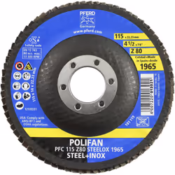 Disque POLIFAN laminé 115 -80 zirconium. - Disque à lamelles de ponçage avec des performances de ponçage agressives et une bo ...