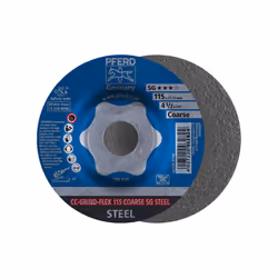 PFERD CC-GRIND-FLEX 115 SG STEEL COARSE, Acier, PFERD, 2,22 cm, 11,5 cm, 13300 tr/min, 10 pièce(s)