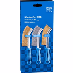 PFERD LOT DE 3 BROSSES À MAIN HBG - AVEC 1 BROSSE À MAIN AVEC FIL D'ACIER (LAITON), FIL D'ACIER INOXYDABLE ET FIL DE LAITON - ...