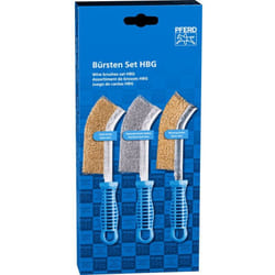 Lot de 3 brosses à main hbg - avec 1 brosse à main avec fil d'acier (laiton), fil d'acier inoxydable et fil de laiton - di - Pferd