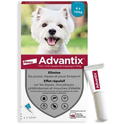 Bayer - Advantix 4 Pipettes Antiparasitaires - Pour Petit Chien De 4 A 10kg