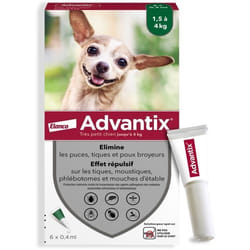 Advantix 6 Pipettes Antiparasitaires - Pour Tres Petit Chien De 1,5 A 4kg