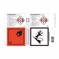 1 feuille format A4 contient 4 étiquettes autocollantes (2 x essence et 2 x gazoil) · Pour marquage correct des récipients de ...