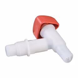 Très bonne résistance chimique aux acides, aux bases et autres produits chimiques · Avec poignée rotative rouge · Écoulement  ...