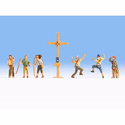 NOCH Mountain Hikers with Cross, TT (1:120), Multicolore