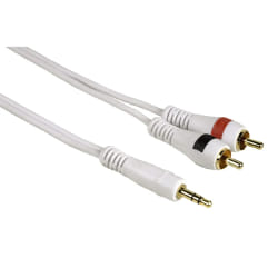 Hama Connection Cable MP3 - Amplifier, 3.5mm Jack - 2 RCA (phono), 2m câble audio 3,5mm 2 x RCA Blanc