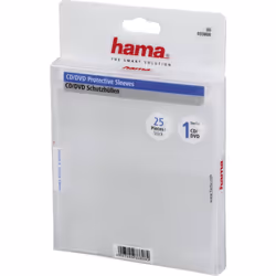 Hama CD/DVD Protective Sleeves, Pack of 25, 25 disques, Transparent