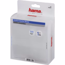 Hama CD/DVD Protective Sleeves, Pack of 100, 100 disques, Transparent, Polypropylène (PP)