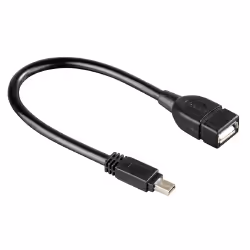 Hama 00039626, 0,15 m, Mini-USB B, USB A, USB 2.0, Mâle/Femelle, Noir