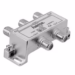 Hama CATV Splitter, 4 Way, Argent