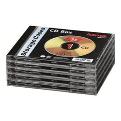 Hama CD Jewel Case Standard, Pack 5 Coque en C 1 disques Noir, Transparent