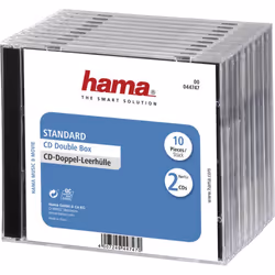Hama CD Double Jewel Case Standard, Pack 10, 2 disques, Transparent