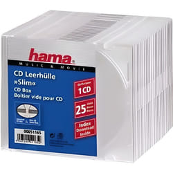 Hama CD Slim Box, 25 pcs./pack 1 disques Transparent