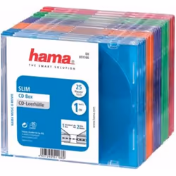Hama CD Slim Box Pack of 25, Coloured, 1 disques, Multicolore, Plastique