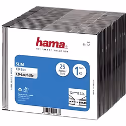 Hama CD Slim Box, black, pack of 25 pcs, 1 disques, Noir, Plastique