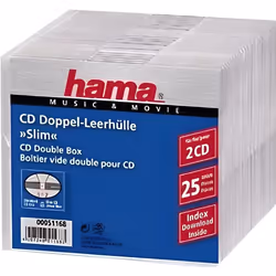 Hama 00051168, Étui fin, 2 disques, Transparent, Polystyrène, 120 mm, 125 mm