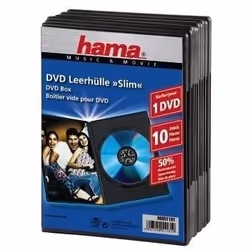 Hama Boîtier "Slim" pour DVD, lot de 10, Noir, 1 disques, Noir